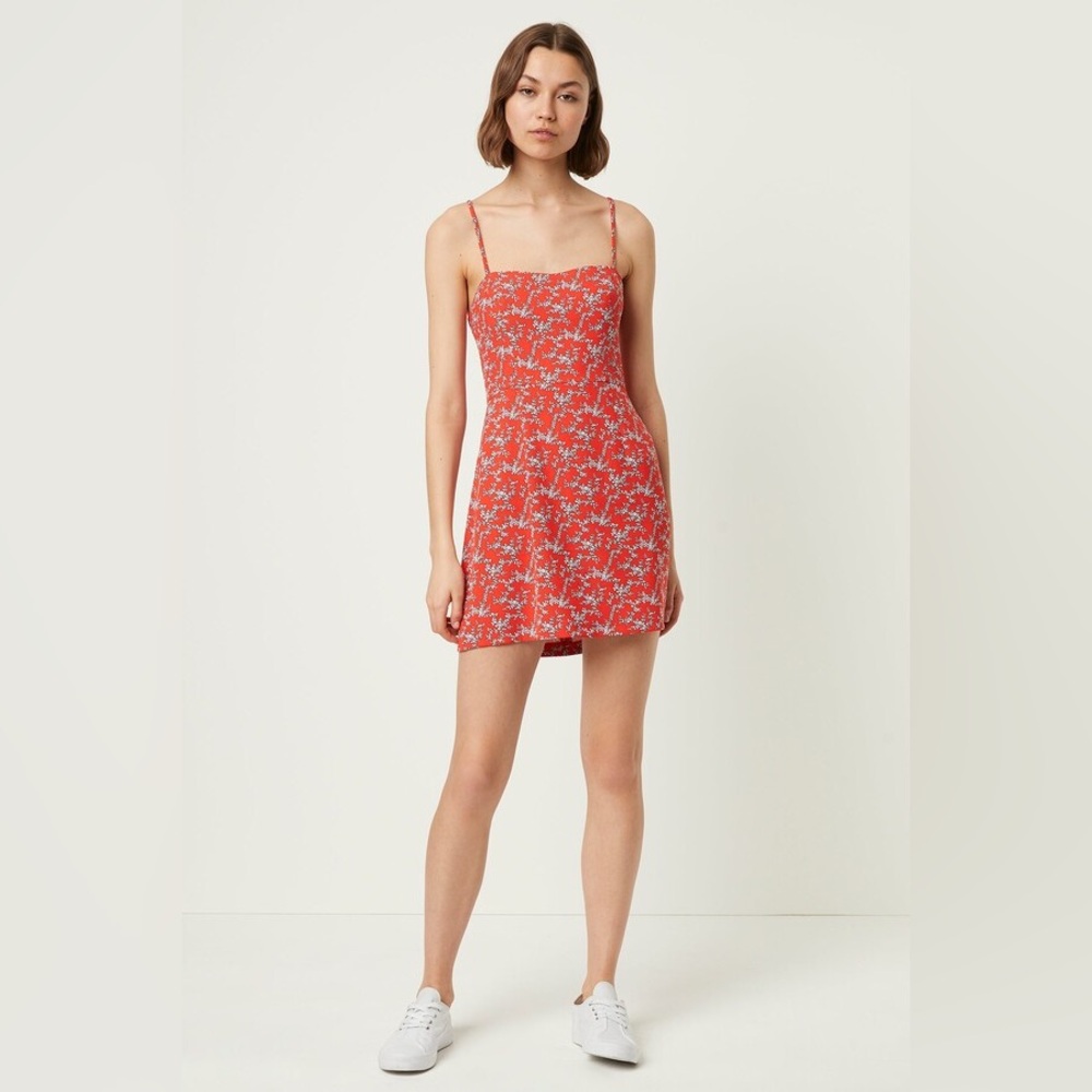 FRENCH CONNECTION Cerisier‎ Whisper Sweetheart Mini Dress Floral Red Tank
